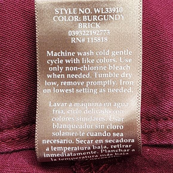 White Stag Pants Womens 16 Red Burgundy Double Button Straight Stretch Cotton - Picture 5 of 10